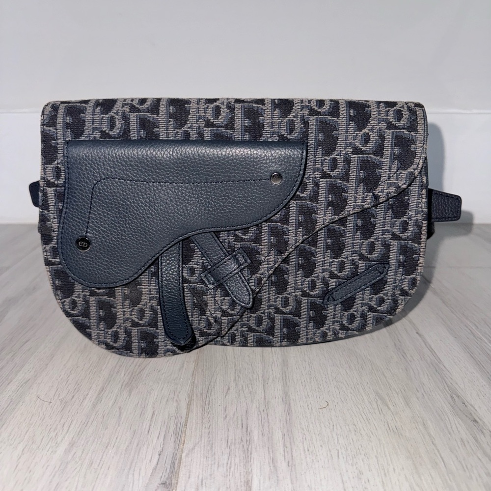 Dior Monogram Saddle/ messenger Bag in Black and Gray